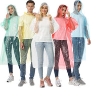Set di 5/10 poncho da pioggia da buttare, poncho acqua-tetra per emergenze, unisex, leggero con cappuccio e maniche - Ideale per attività all'aperto