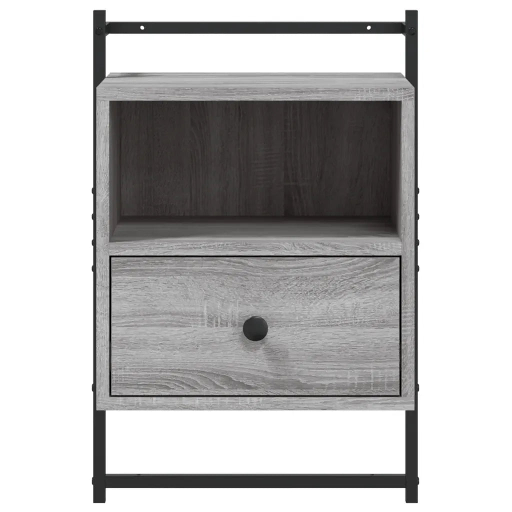 Set di 2 Comodini | Armadio da Notte | Mobiletto da notte a Muro Grigio Sonoma 40x30x61cm Legno Multistrato