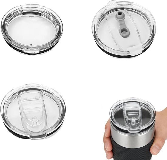Set di coperchi da 3 pezzi - Coperchio sostitutivo 20oz - Coperchio a scomparsa trasparente - Coperture di bicchiere riciclabili - Materiale PP food-safe - Gomma di sigillatura a silicone - Coperchio per tumbler