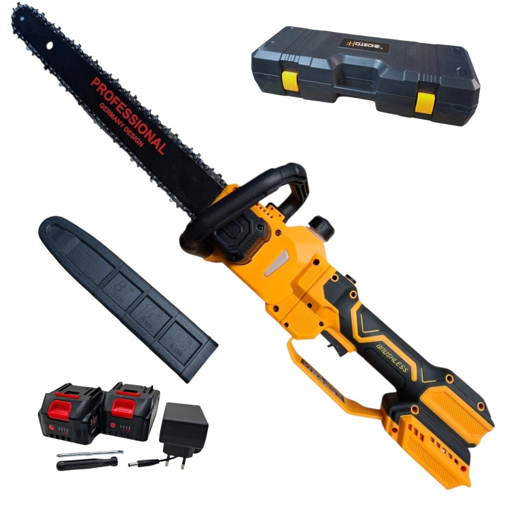 Motosega a Batteria Telescopica 12” 21V con 2 Batterie Brushless Lubrificazione Automatica Taglio 30 cm