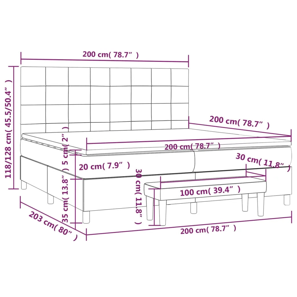 Giroletto a Molle con Materasso Blu 200x200 cm in Tessuto