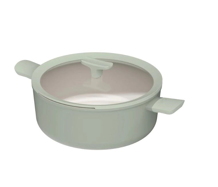 Pentola antiaderente con coperchio balance sage verde salvia 28 cm