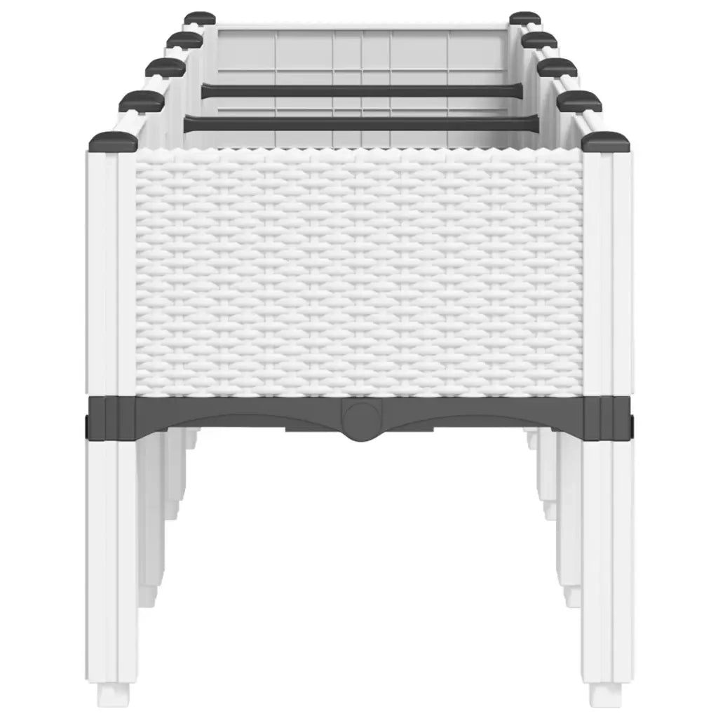 Fioriera da Giardino con Gambe Bianco 160x40x42 cm in PP