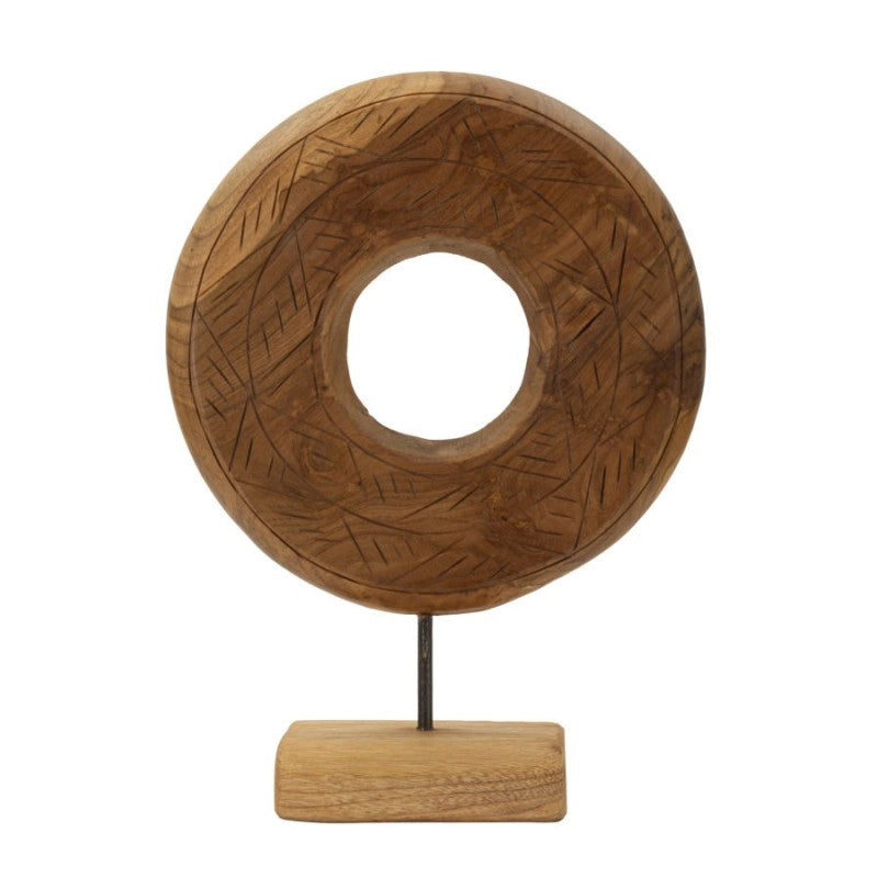 Scultura Dorat In Teak Riciclato cm 28x10x38 (pezzi Unici - Non Ripiani In Serie)