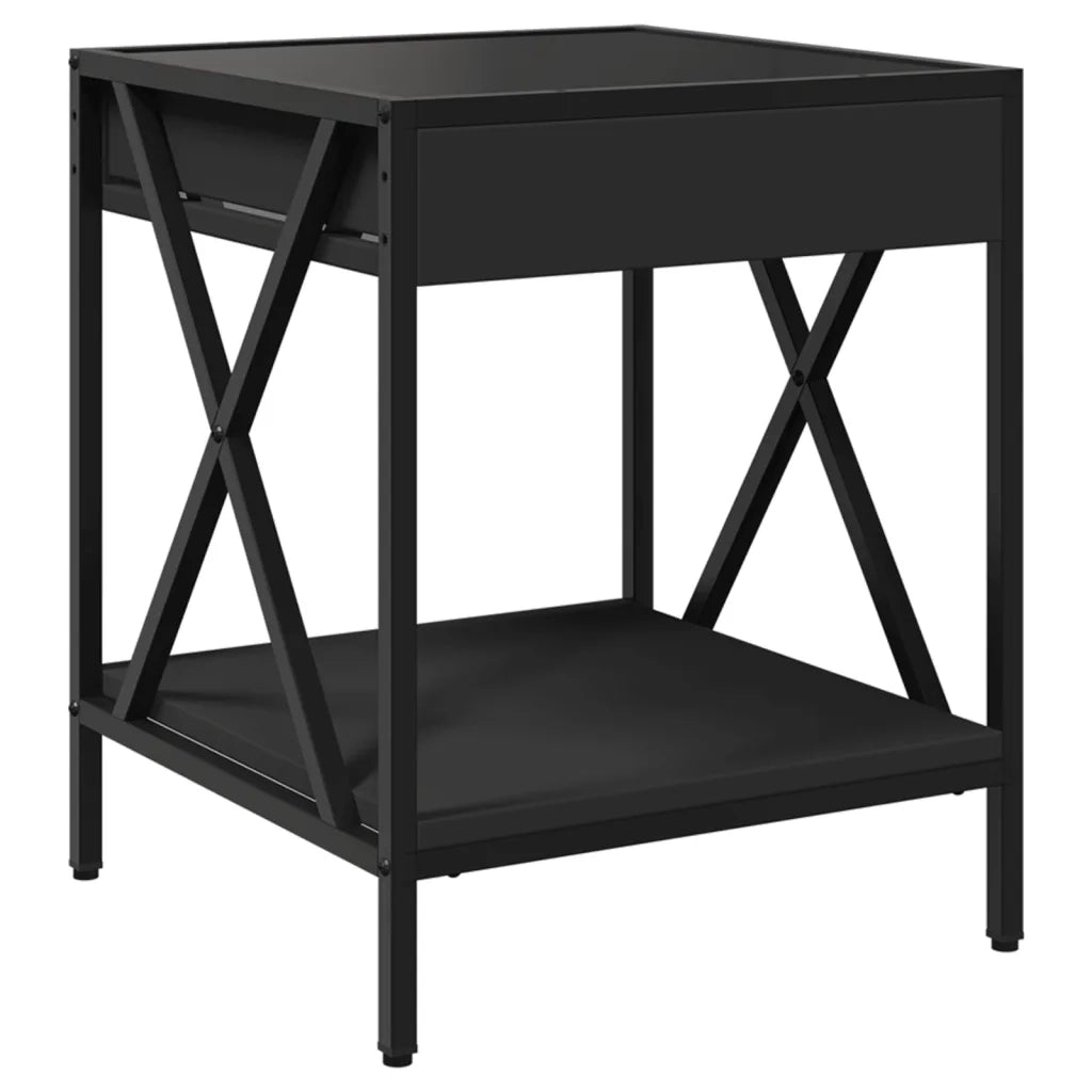 vidaXL Comodino con LED Infinity Nero 40x40x49 cm