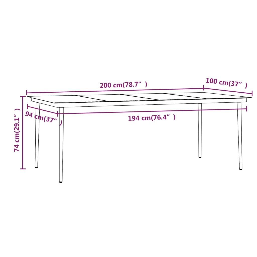 Set da Pranzo da Giardino 9 pz con Cuscini Nero 3099522