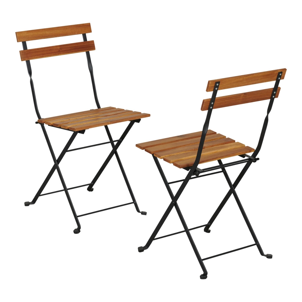 Set bistrot 3 pezzi acciaio e legno di acacia nero naturale 03_0010678