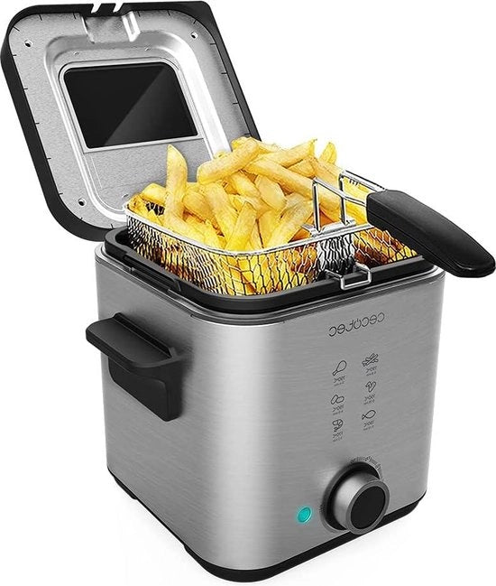 Fritteuse Elettrica CleanFry Advance 1500 - Acciaio Inossidabile - 15 L - 900 W - Filtro OilClean - Vaschetta Removibile - Coperchio con Vetrino - Alta Qualità - Padella Frittrice Potente