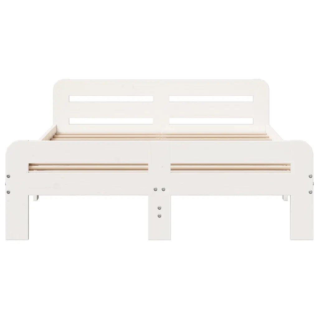 Letto senza Materasso Bianco 135x190 cm Legno Massello di Pino 855488