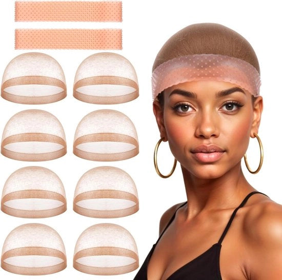 Pruik Grip Band per Capelli - Cintura per Capelli con Presa Antislip - Regolabile - Tenuta Fissa - Uomo Donna - Marrone - 6 Pezzi