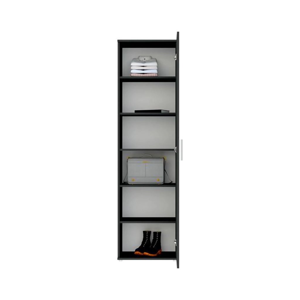 Lerosota, Armadio Multiuso 1 Anta 5 Ripiani, 50x185h cm Nero Antracite