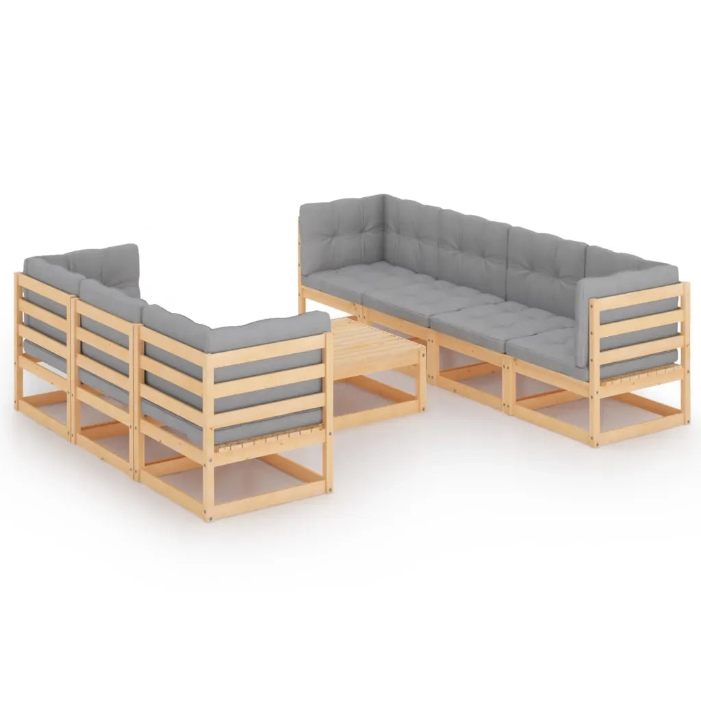 Set Divani da Giardino 8 pz con Cuscini Legno Massello di Pino 3076419