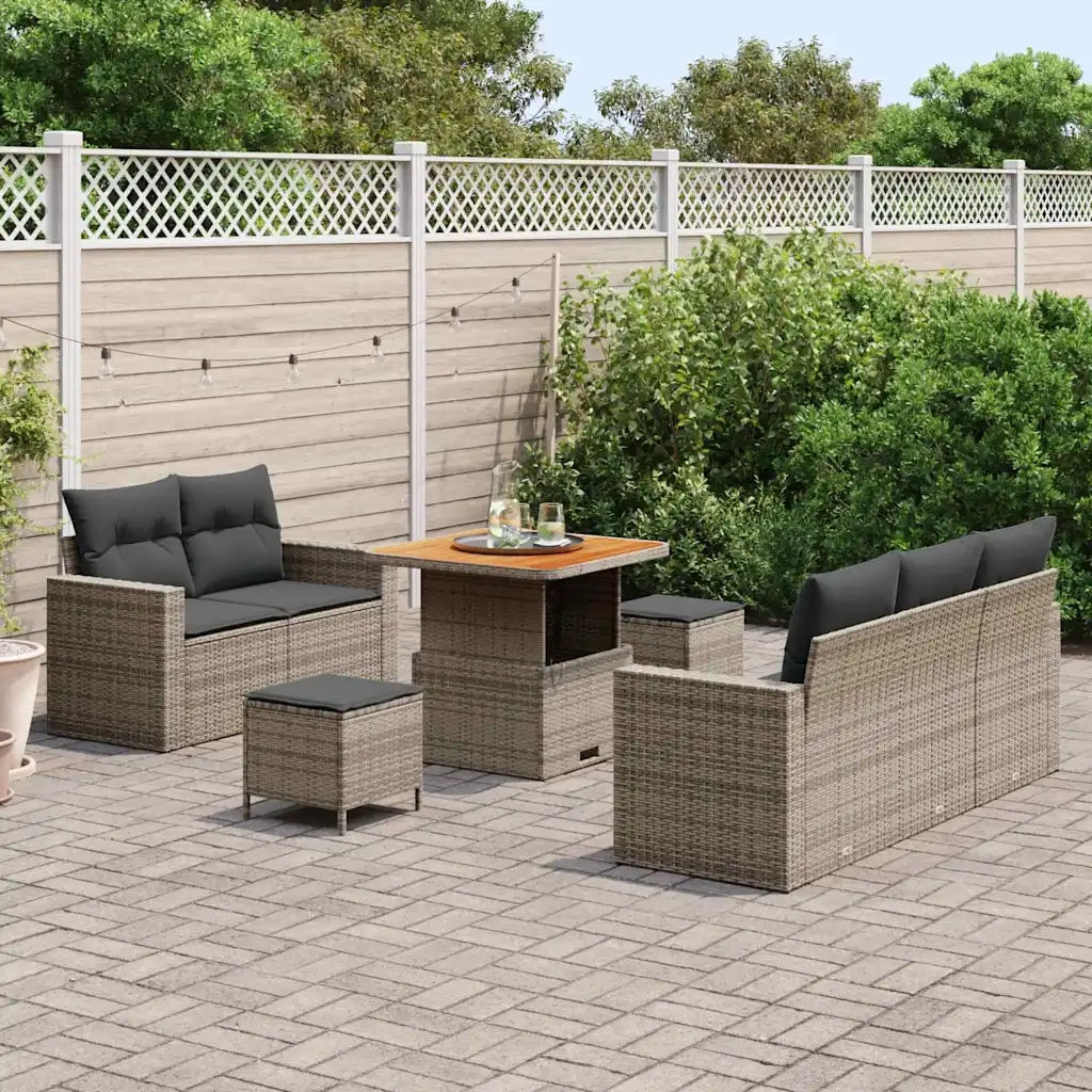 Set Divano da Giardino con cuscino 8 pcs Grigio 3363508