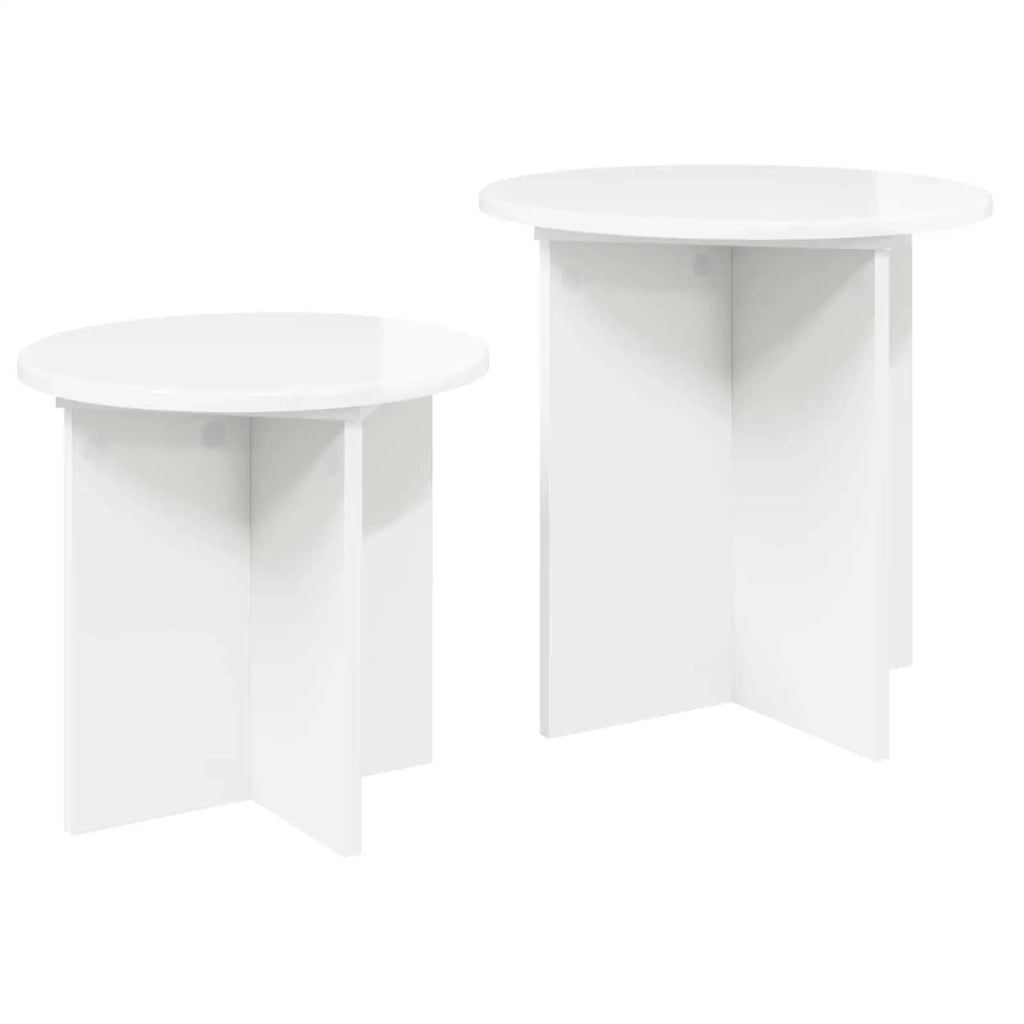 Set tavolini 2 pcs Bianco Lucido Legno ingegnerizzato 8001014