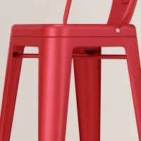 Set 2 Sgabelli da Cucina di Design con Schienale Rimovibile e Poggiapiedi, in Metallo, 44x46x116 cm, Rosso