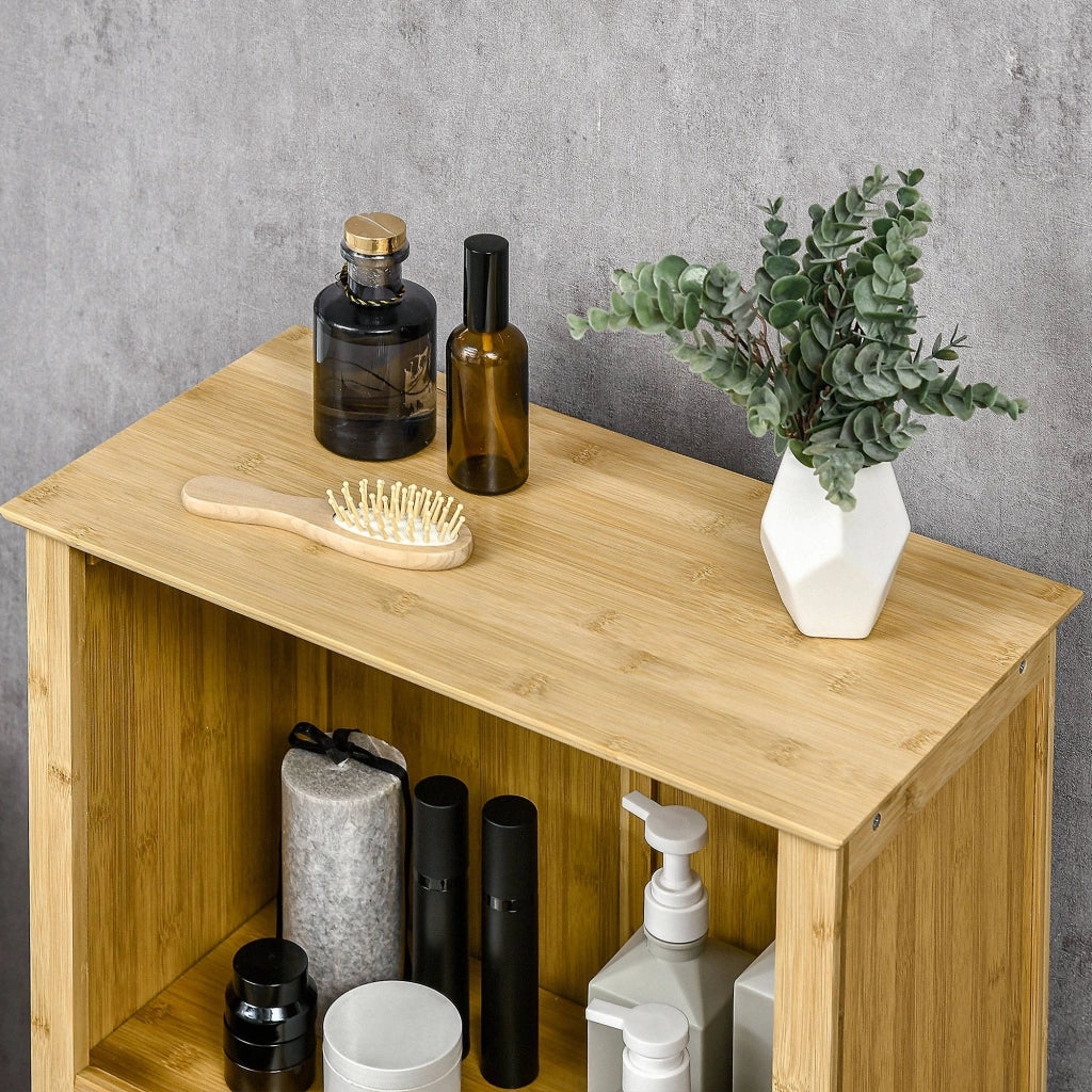 Mobiletto da bagno in bamb¨´ con ante e ripiano ¨C zephmum ¨C 50x25,5x92 cm naturale
