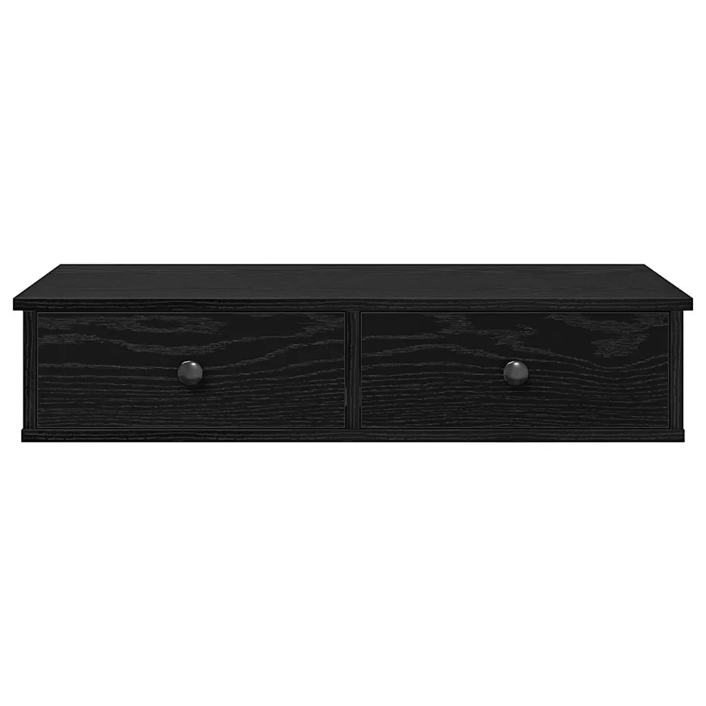 Scaffale a Parete con Cassetti Nero 80x31x17 cm in Truciolato 859951