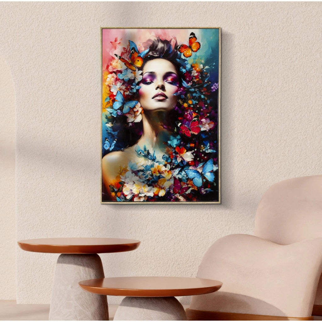 Stampa su Tela Fiori, Multicolore, Tessuto, 92x62x4 cm