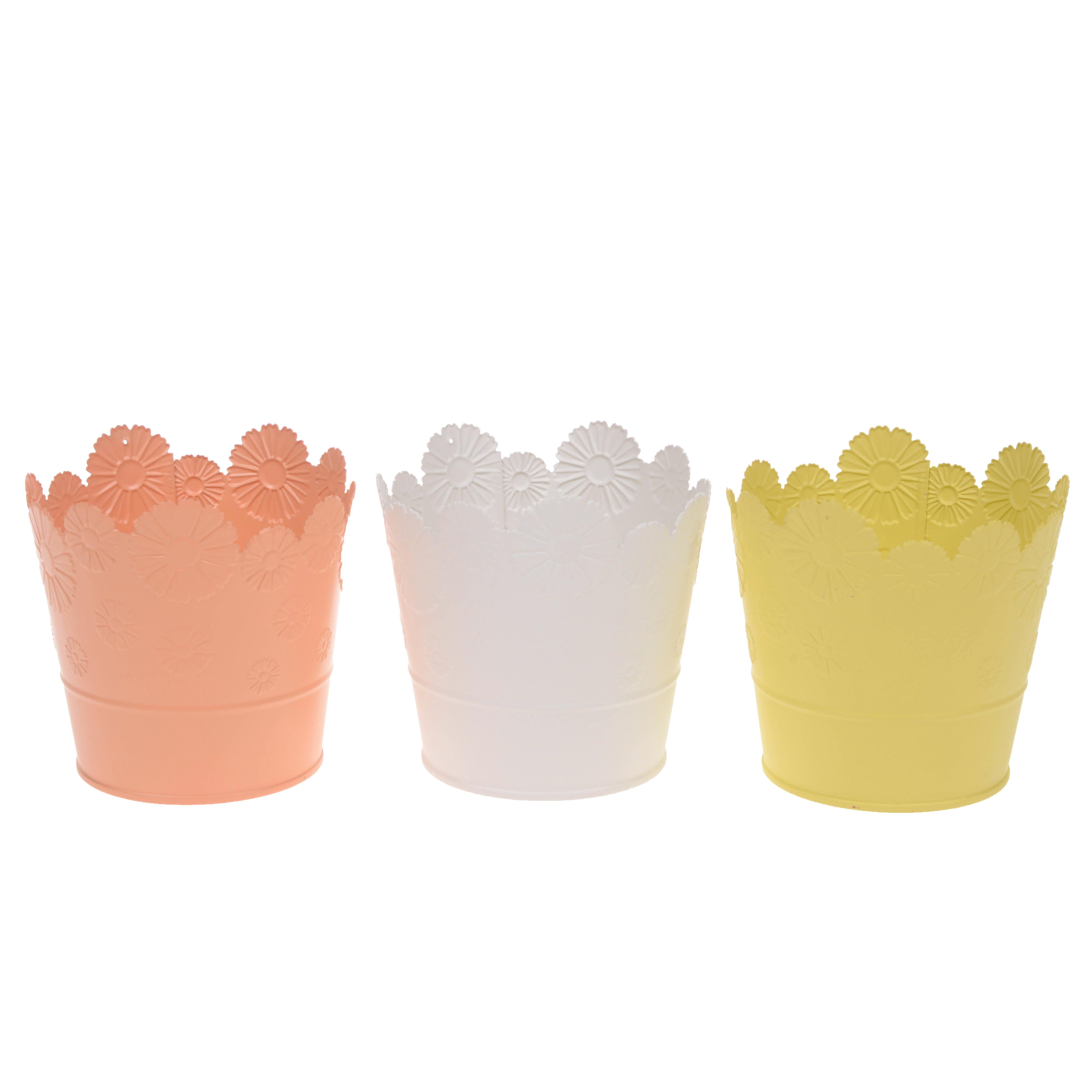 Set 6 Contenitori Decorativo con Rilievo Misure 13x12,5 cm