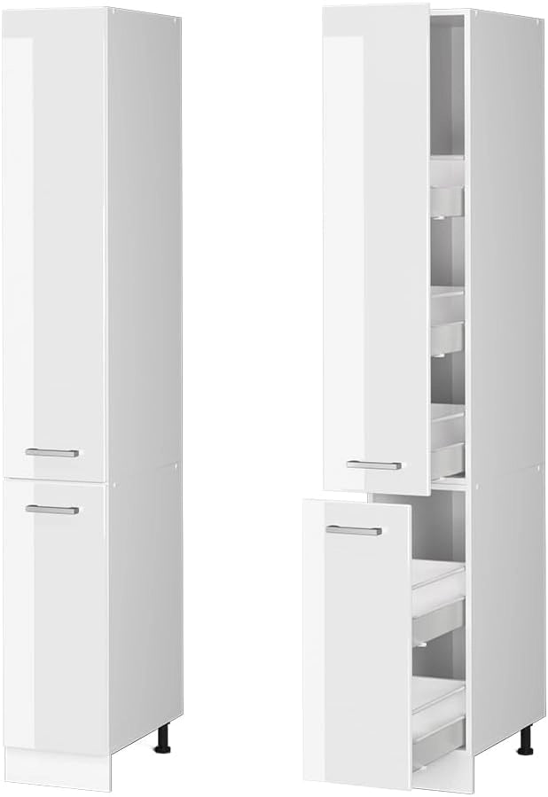 Armadio da farmacia R-Line, Bianco lucido, 30 cm, per la libera combinazione all'interno di sistemi cucina modulari
