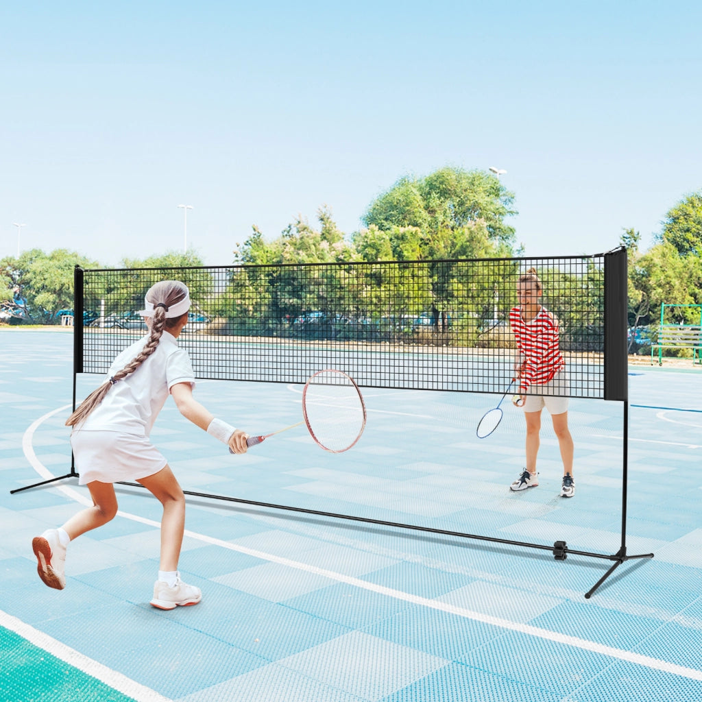 Set di racchette da badminton con 2 volani tappi per piedi, Set di rete da badminton regolabile 420x102x89-155cm Nero