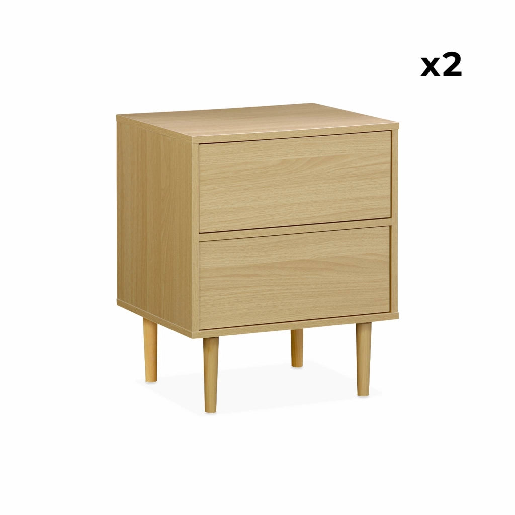 Set 2 comodini effetto legno naturale, marrone naturale