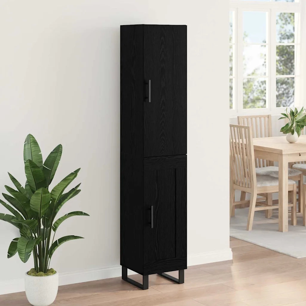 Credenza | Madia | Buffet da pranzo | Armadio da pranzo Rovere Nero 34,5 x 34 x 180 cm Legno multistrato