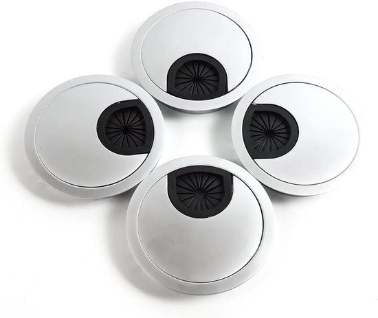 Set di passaggio cavi per scrivania - 60 mm - Soluzione per contenimento cavi ufficio - Grigio