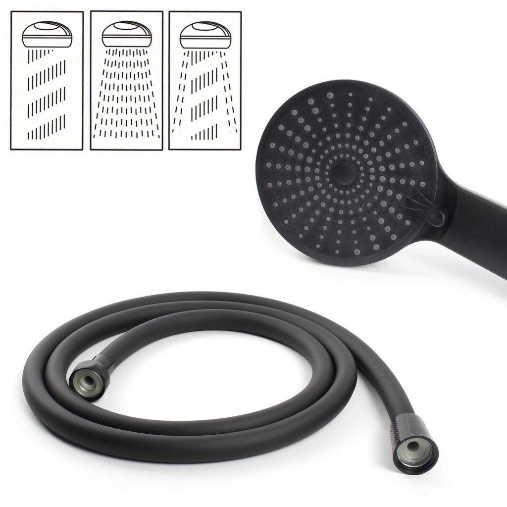 Set doccia nero opaco doccetta e flessibile doccia