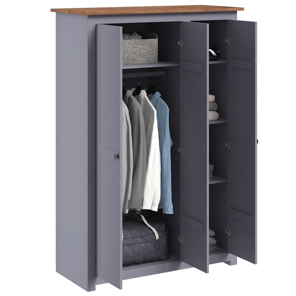 Armadio a 3 Ante Grigio 118x50x171,5cm in Pino Panama Range CFW5795995