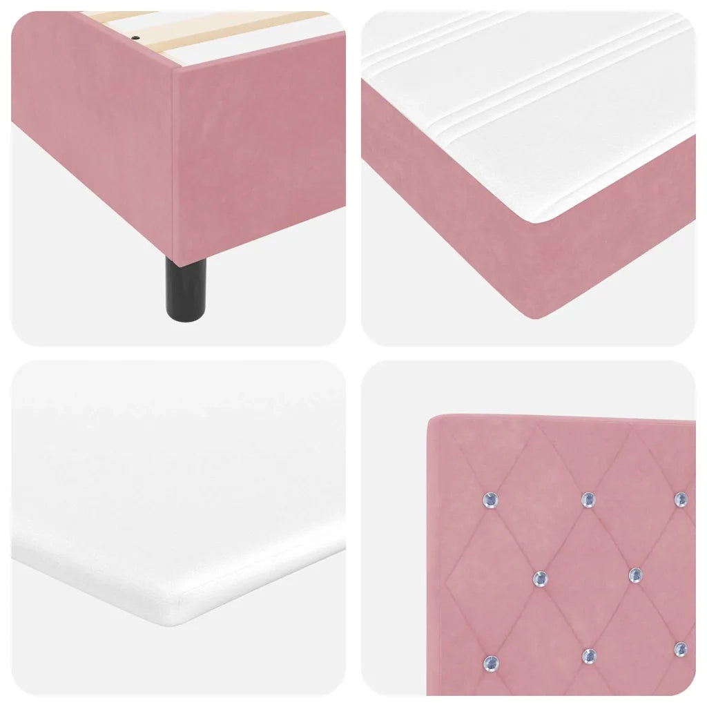 Letto a molle con materasso Rosa 160 x 200 cm Velluto 3341965