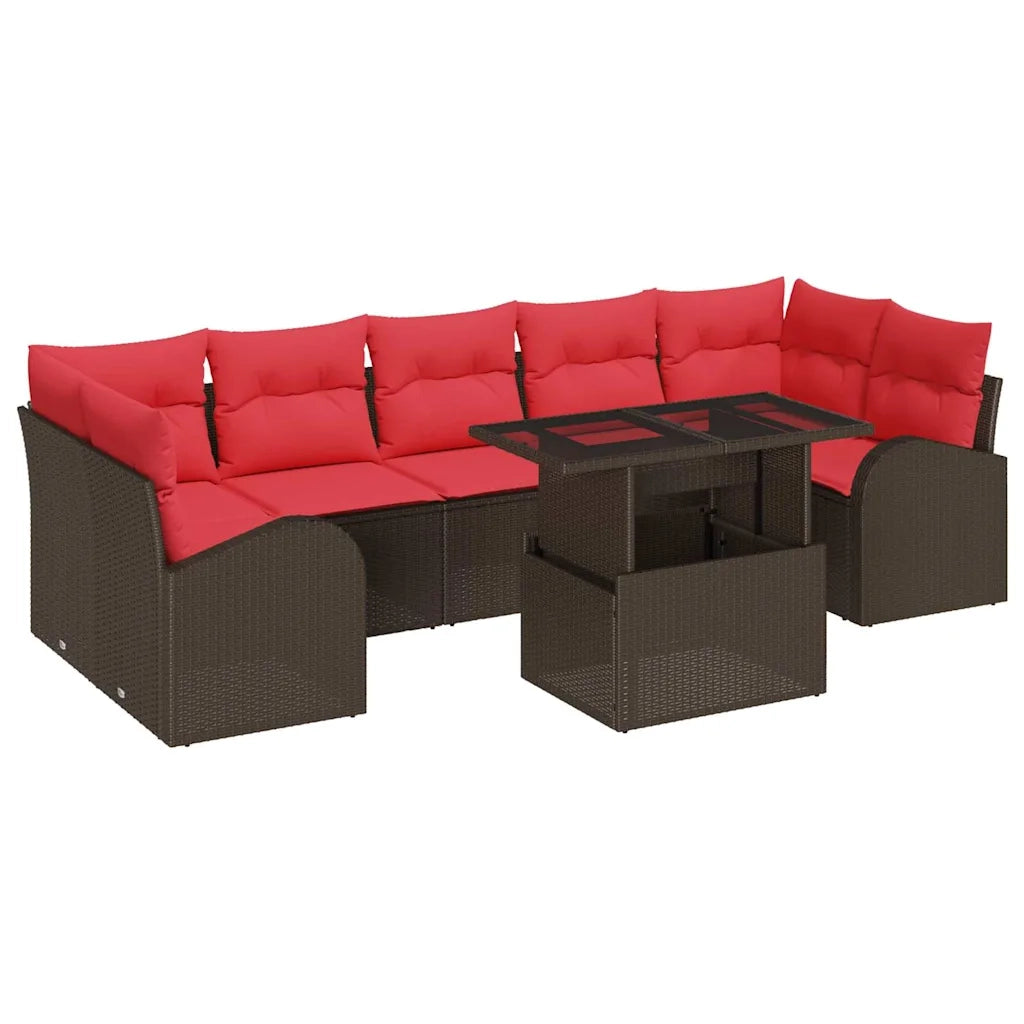 Set Divano da Giardino 8 pcs Marrone Rattan in Polipropilene