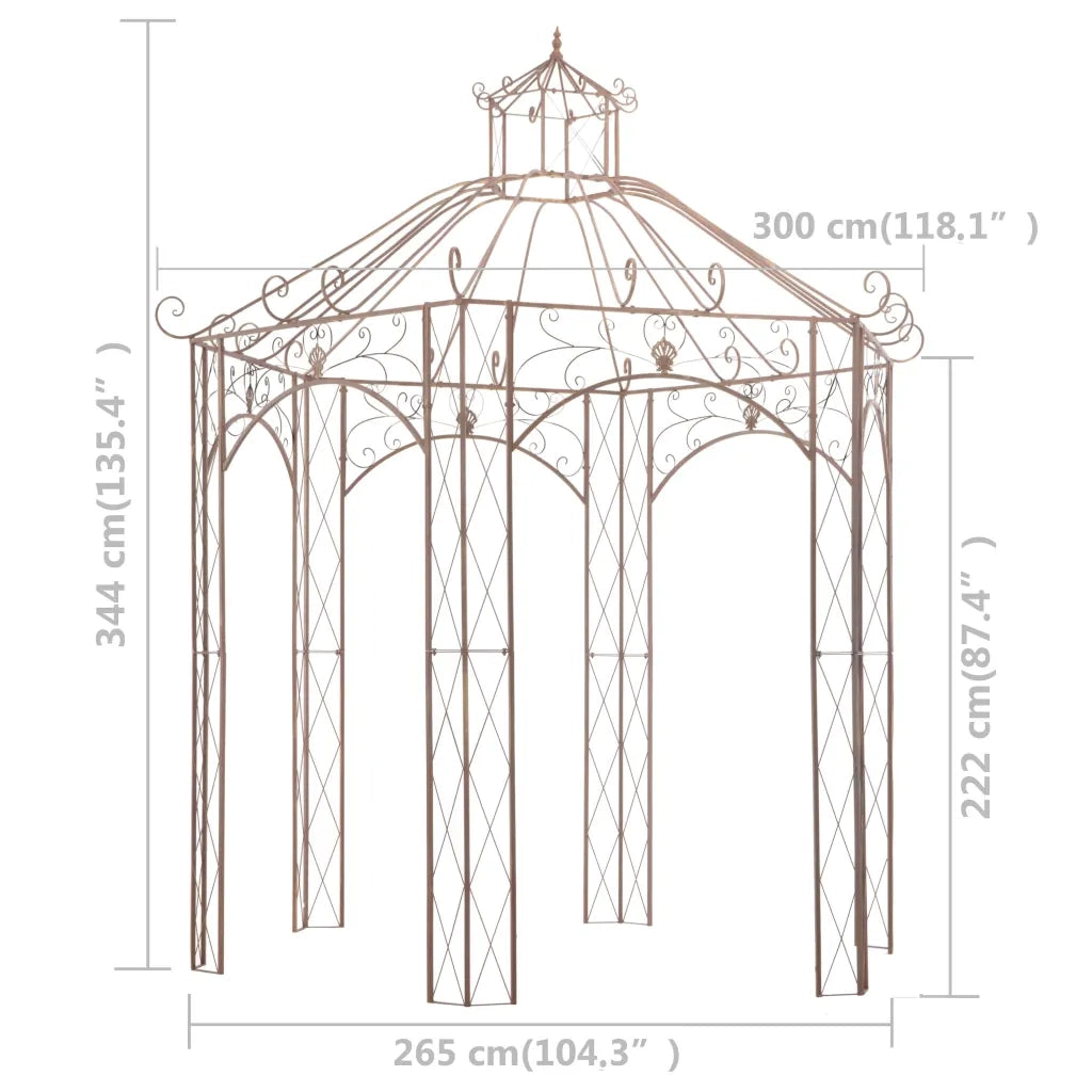 Padiglione da Giardino Marrone Anticato 3 m in Ferro  cod mxl 53355