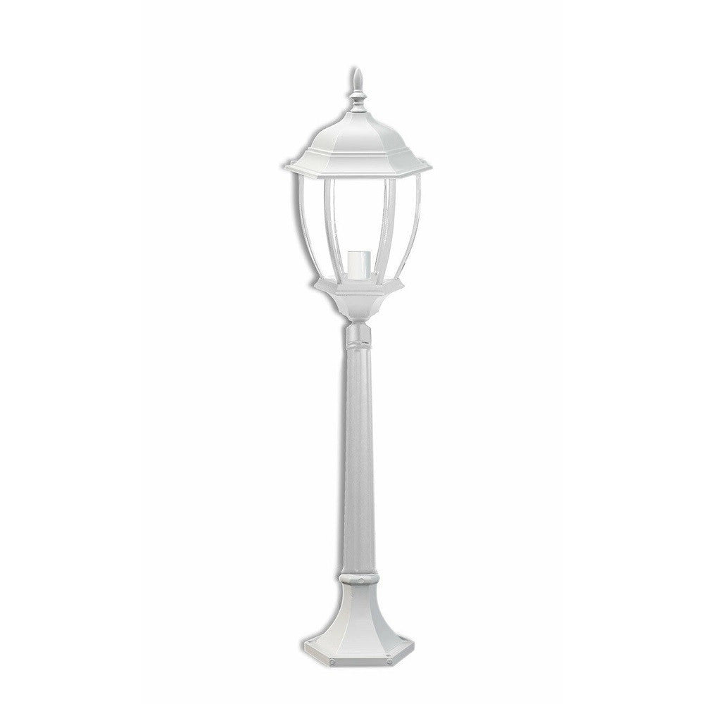 Trade Shop - Lampione Giardino 870mm Lanterna In Vetro E27 Luce Esterno Alluminio Es39 Bianco -