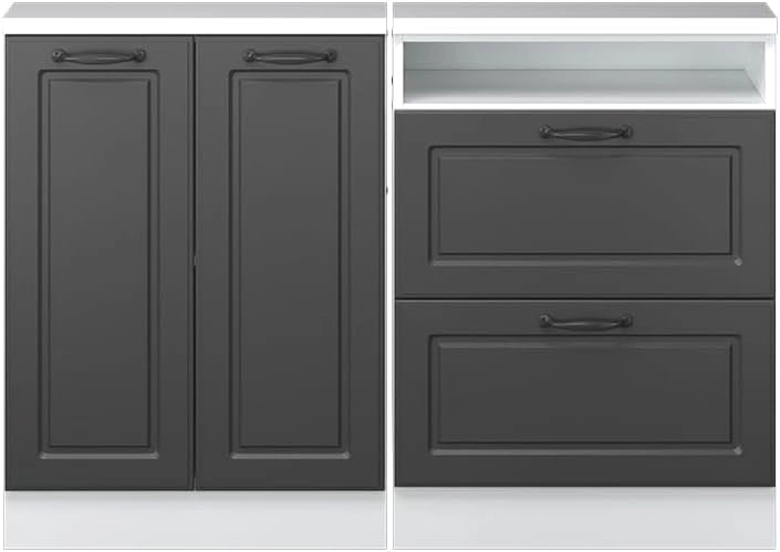 Mobile cucina sottotetto R-Line, Grigio prezioso/bianco, 210 cm Set di 5