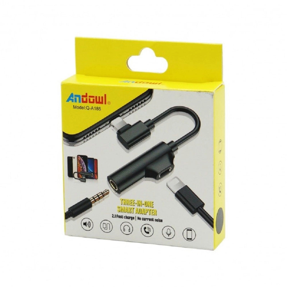 Trade Shop - Adattatore Intelligente Smart 3 In 1 Ricarica Veloce Lightning Aux Cuffie Q-a185 -