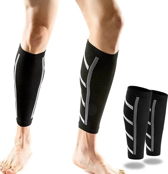 Compressi per gambe, calze compressivi per gambe, calze ad alta compressione, supporto respirante, antiscivolo per gambe per corsa, sport, volo, camminata e maratona - nero