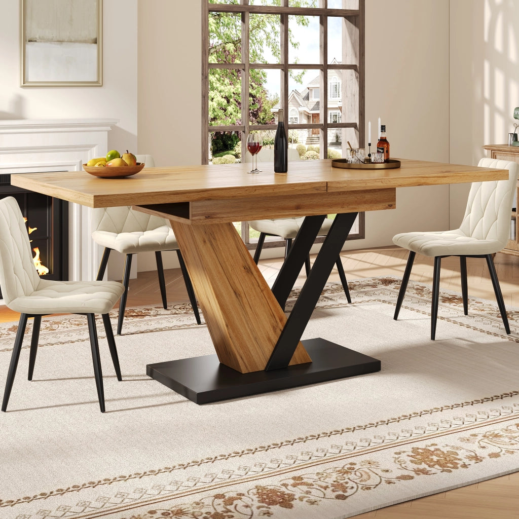 Tavolo da pranzo allungabile con piano effetto legno; per 4 a 6 persone; per cucina e salotto; 120 × 75 × 75;5 cm