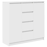 Credenza | Madia | Buffet da pranzo | Armadio da pranzo con Cassetti Bianco 100,5x35x98,5 cm Legno Multistrato