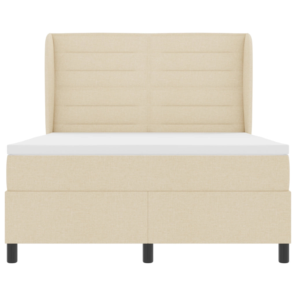 letto a box spring  con materasso crema 140x190 cm in tessuto