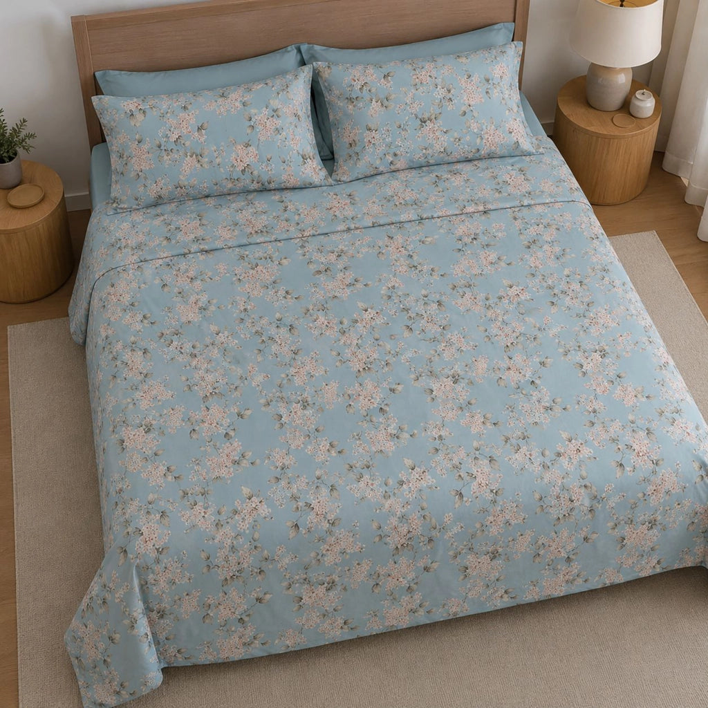 Sabato, Copripiumino Matrimoniale Federa Inclusa, 300x250 cm Azzurro
