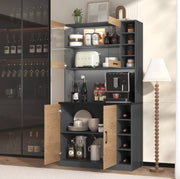 Mobile dispensa cucina con LED e vano microonde 100x47x187 cm