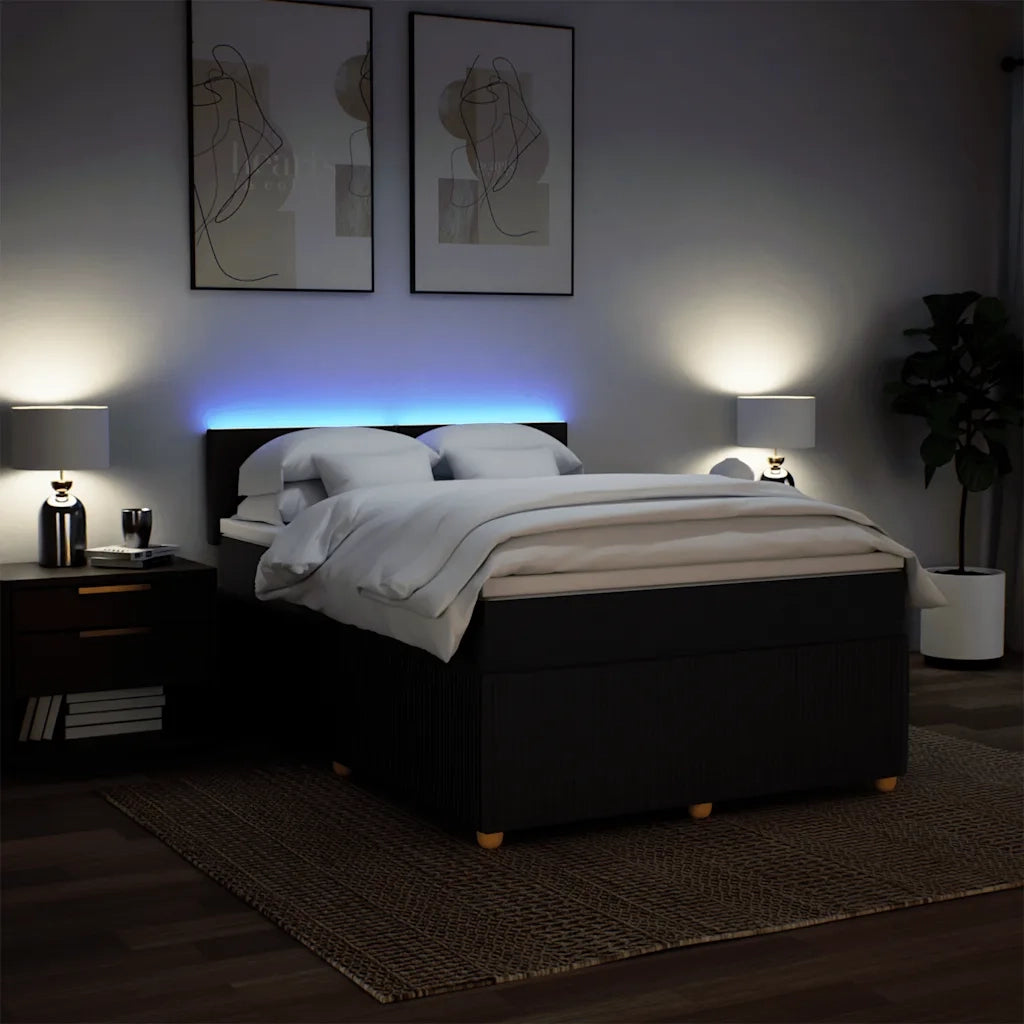 Giroletto a Molle con Materasso Nero 140x200 cm in Tessuto
