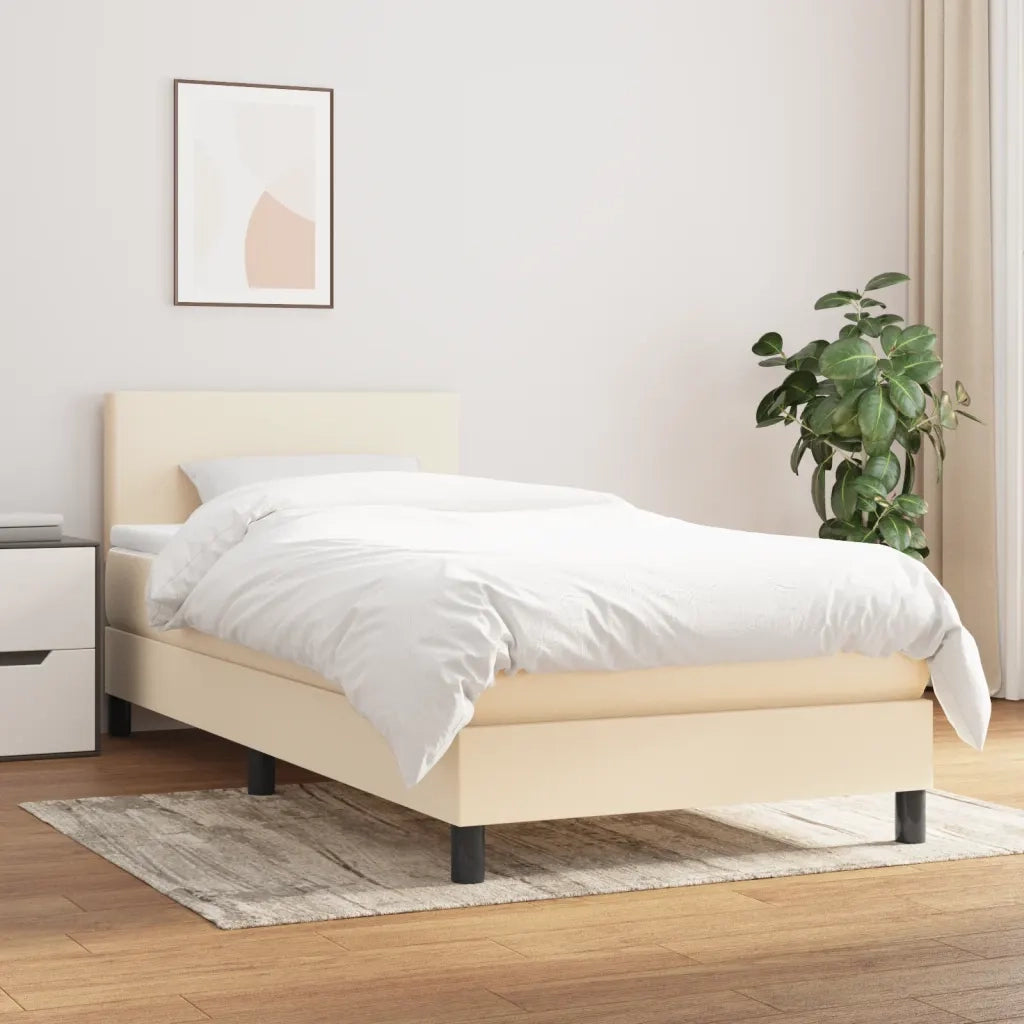 Giroletto a Molle con Materasso Crema 100x200 cm in Tessuto 3139878
