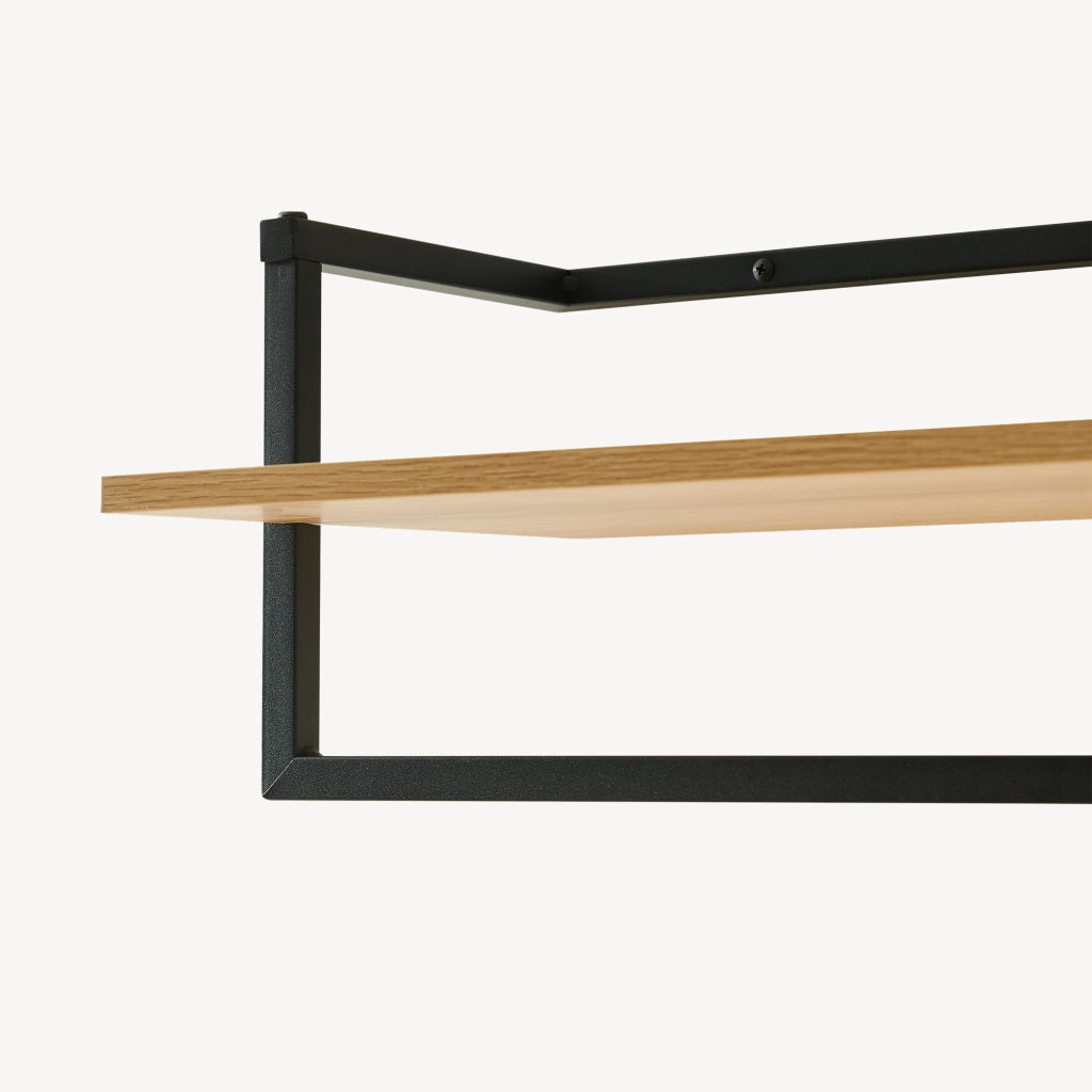 Barra Appendiabiti da Muro Evje con Piano di Appoggio 80 x 30 x 20 cm Effetto Legno / Nero [en.casa]