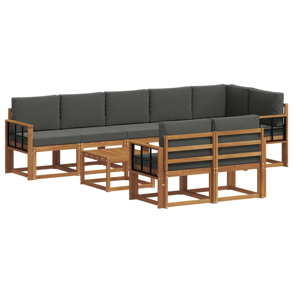 Set di divani da esterno con cuscino 9 pcs Naturale e Antracite