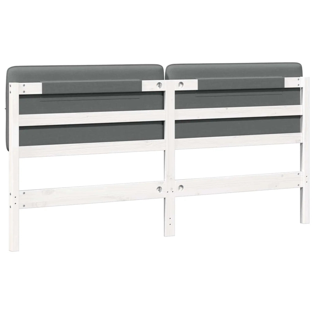 Testiera imbottita Bianco e grigio chiaro 180 cm Pino massello
