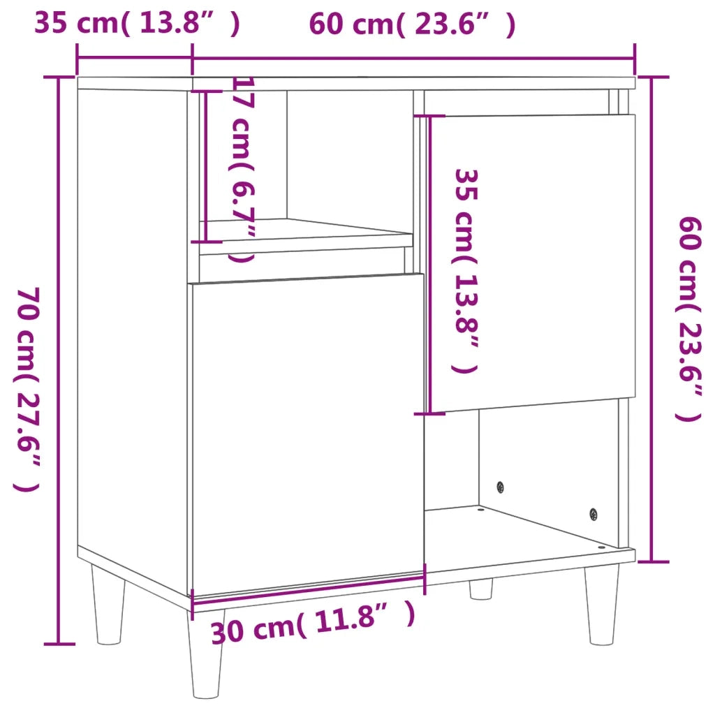 Credenze 2pz Bianche 60x35x70 cm in Legno Multistrato 3185719