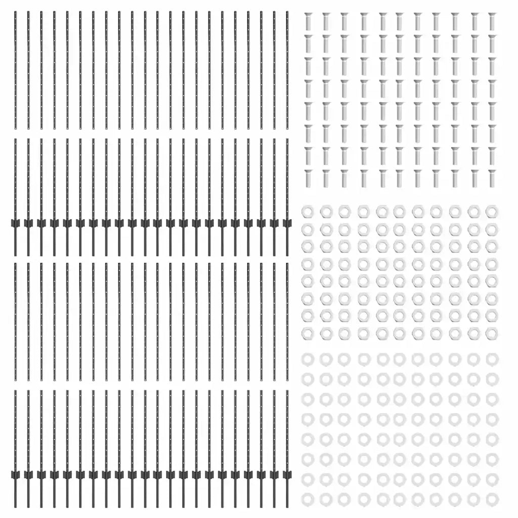 Palo della recinzione 44 pcs Grigio 200 cm Acciaio 3335943