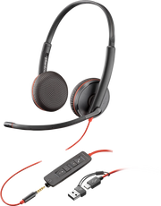 HP Poly Cuffie stereo Poly Blackwire 3325 con connettore USB-C, certificate per Microsoft Teams + spina da 3,5 mm + adattatore USB-C/A